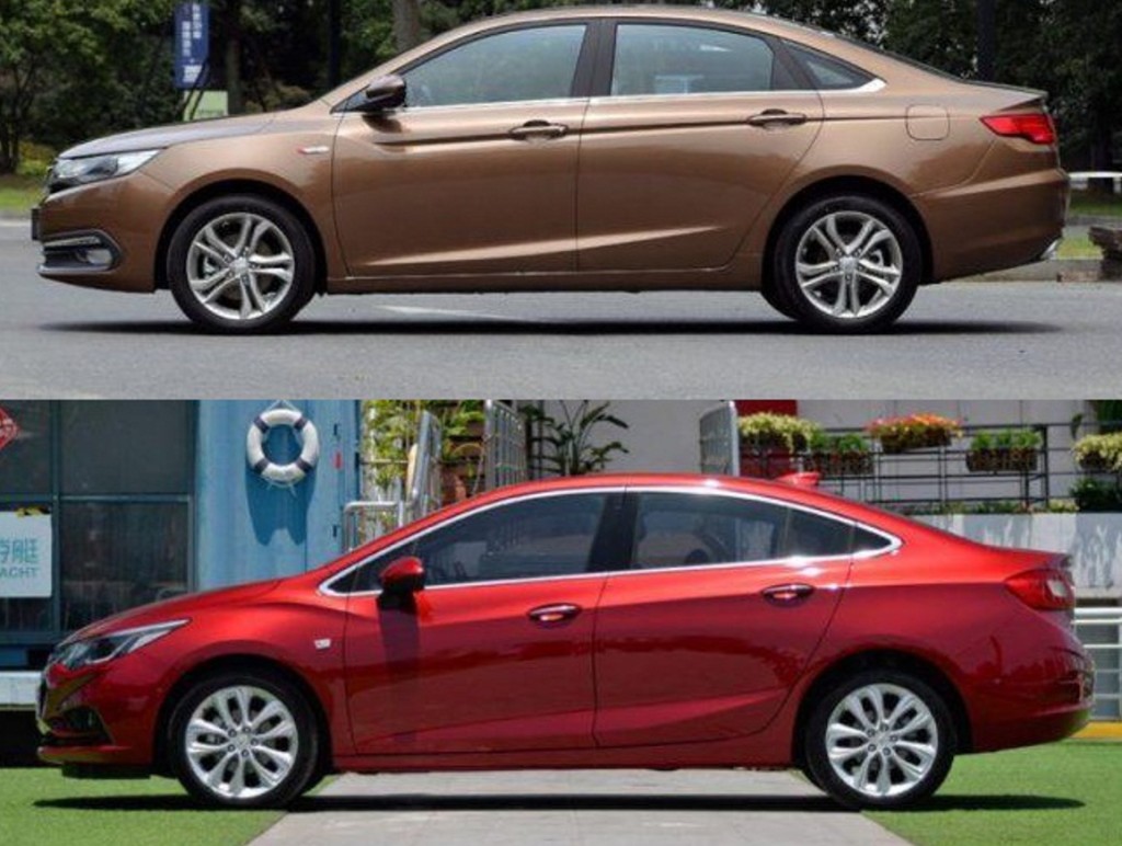 GEELY EMGRAND GL kontra CHEVROLET CRUZE  Żródła zdjęć - Car News China 