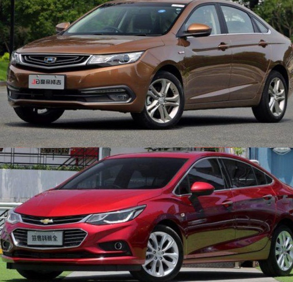 GEELY EMGRAND GL kontra CHEVROLET CRUZE  Żródło zdjęć - CarNews China 