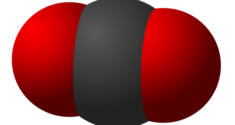Cząsteczka CO2, żródło Wikimedia Commons